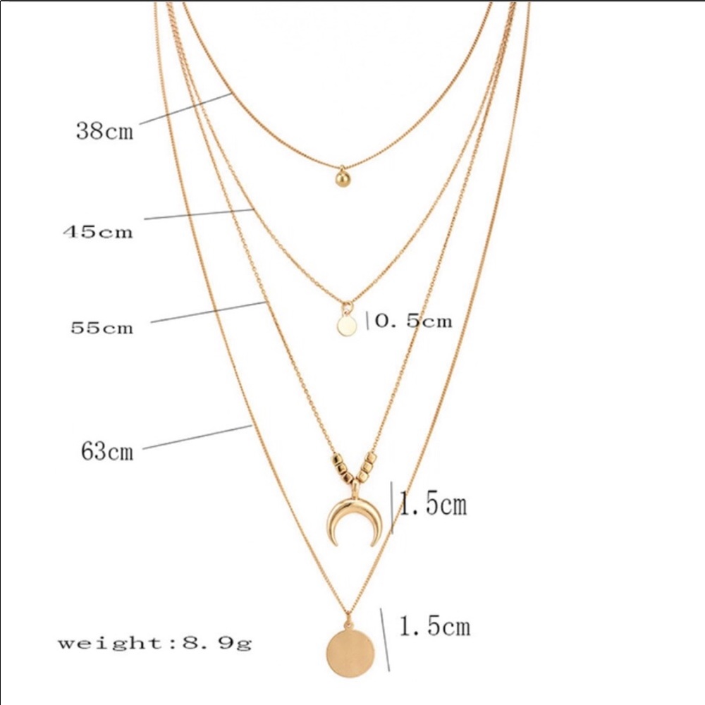 • Marilyn • Layered Crescent + Circle Necklace - Picture 2 of 3